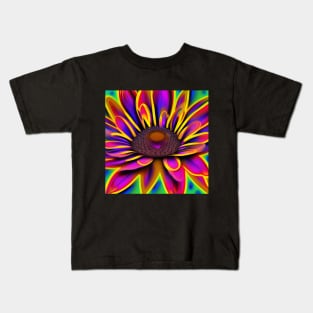 Psychedelic Neon Sunflower Kids T-Shirt